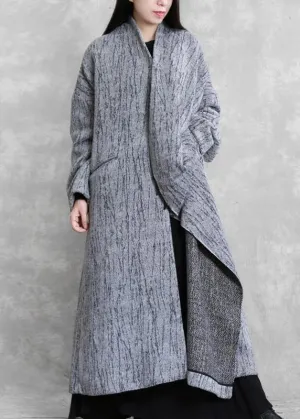 2019 oversized long coat women gray asymmetric pockets Woolen Coats Women
