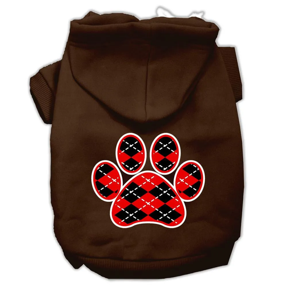 Argyle Paw Red Screen Print Pet Hoodies Brown Size XXXL (20)