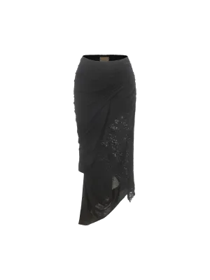 Black Irregular Knitted Ripped Skirt