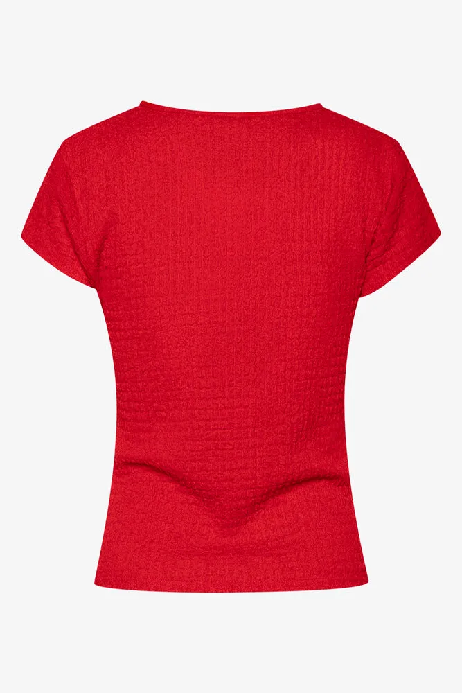 Blister Short Sleeve Top Red