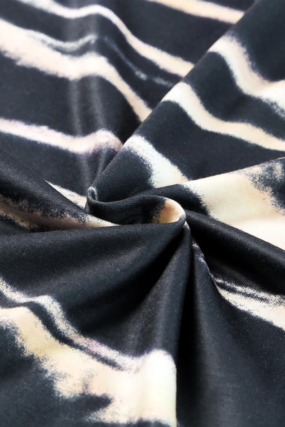 Blue Tie Dye Bleached Stripe Round Neck T-Shirt