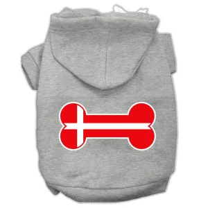 Bone Shaped Denmark Flag Screen Print Pet Hoodies Grey Xxxl(20)
