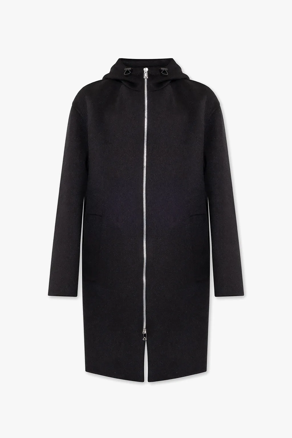 Bottega Veneta New Men's Wool Zip Up Coat In Black With Hood