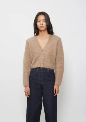 Cropped V-Neck Cardigan — Brown