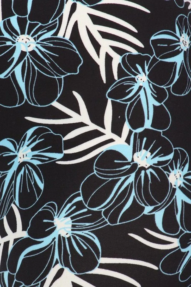 Deep Plumeria Design Plus Size Leggings