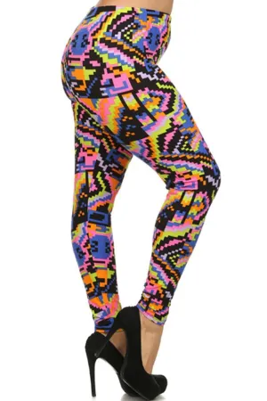 Electric Splash Design Plus Size Leggings