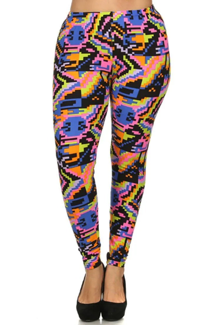 Electric Splash Design Plus Size Leggings