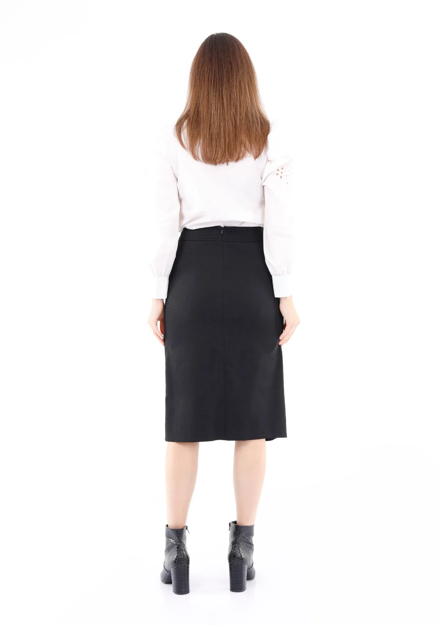 Elegant Slit Side High Waist Pencil Midi Skirt