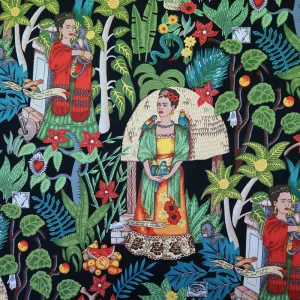 Frida's Garden - Black - Canvas Weight Cotton - Alexander Henry