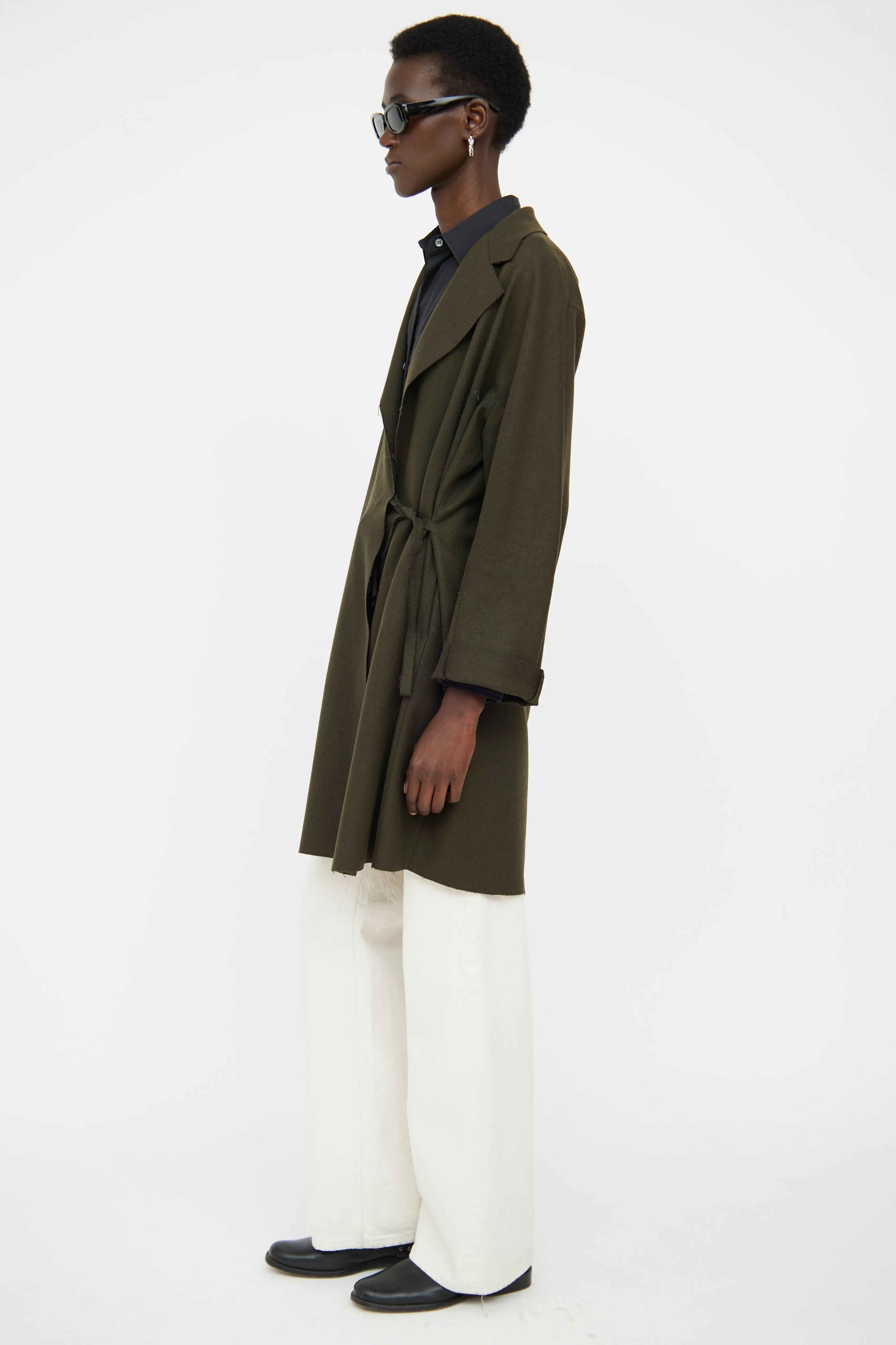 Green Wool Blend Wrap Jacket