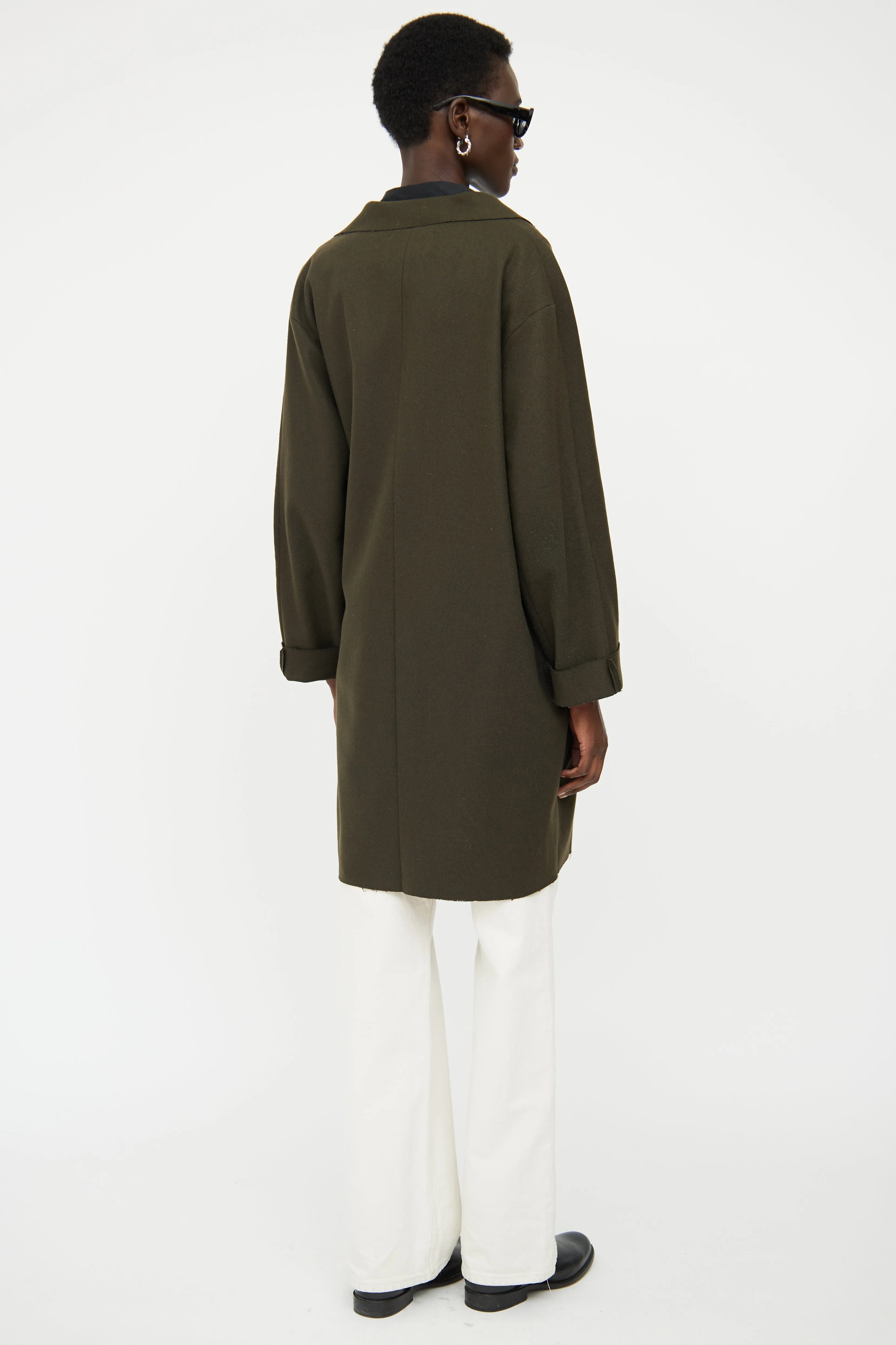 Green Wool Blend Wrap Jacket