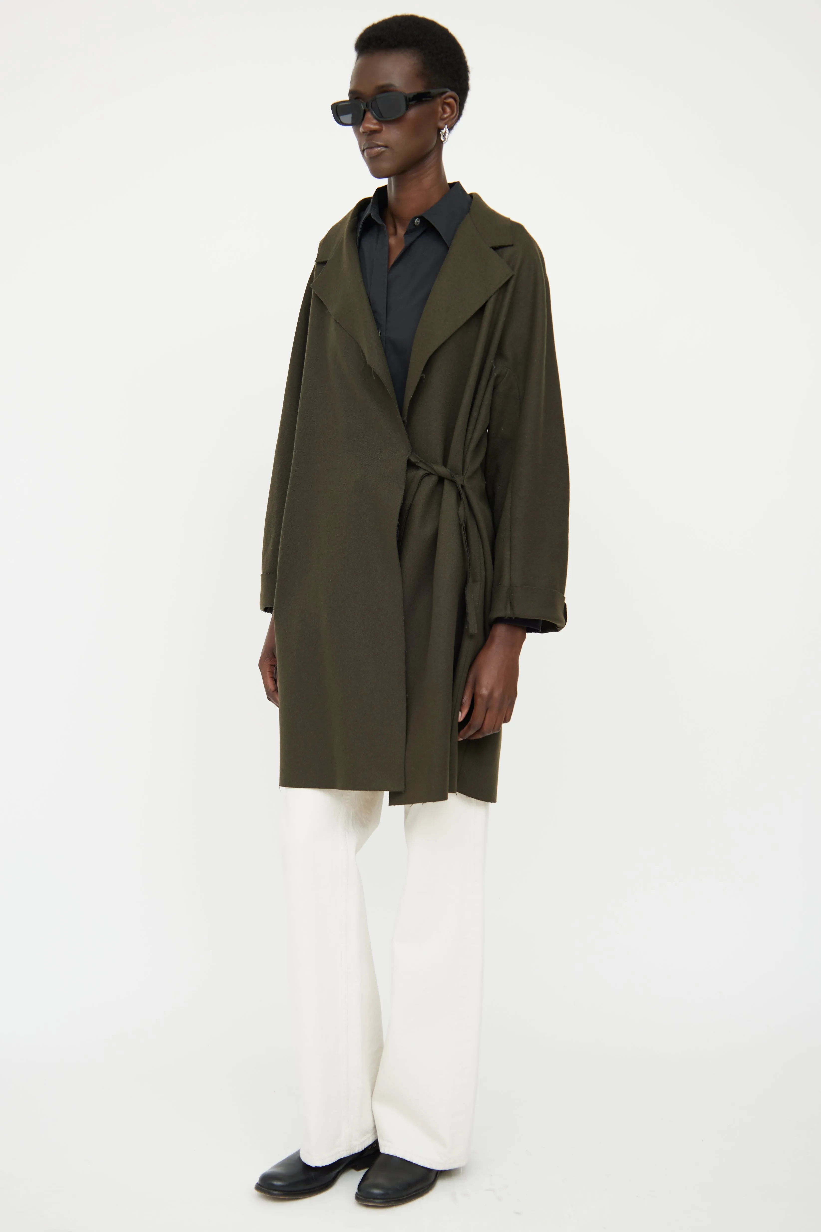 Green Wool Blend Wrap Jacket