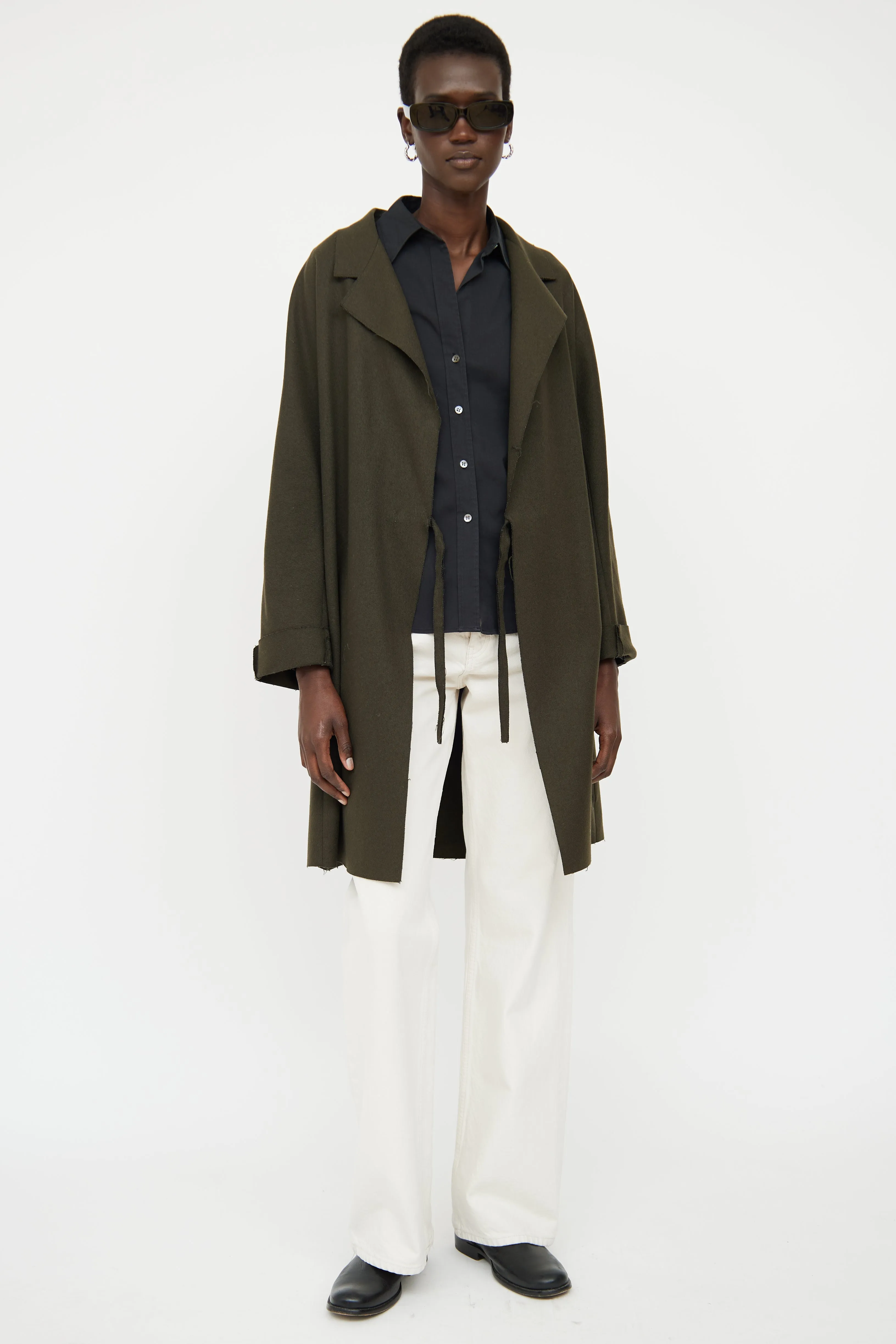 Green Wool Blend Wrap Jacket