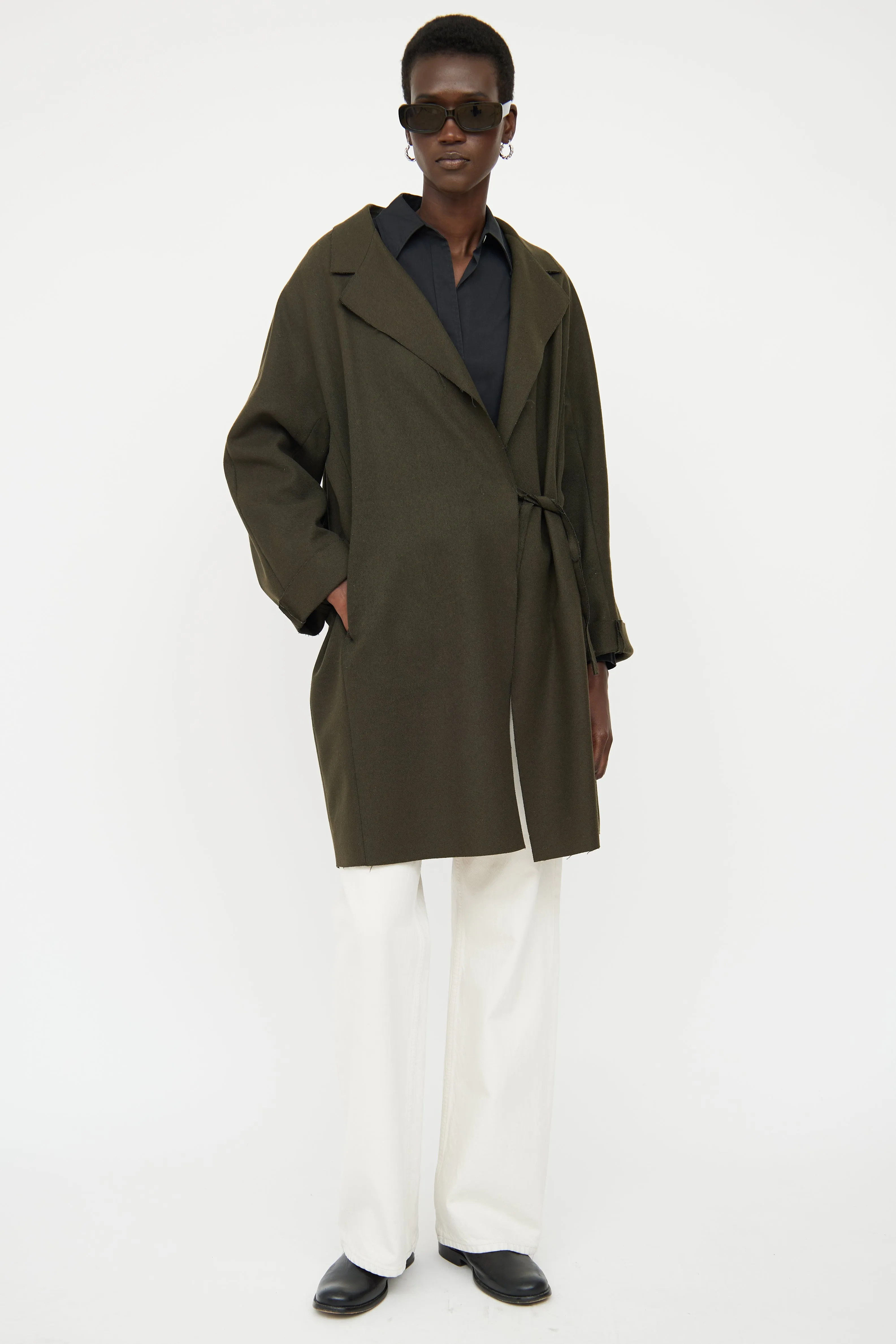 Green Wool Blend Wrap Jacket