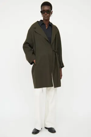 Green Wool Blend Wrap Jacket