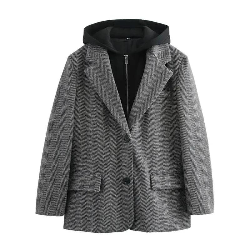 Hooded Jacket Attached Blazer
