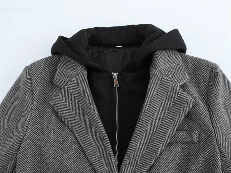 Hooded Jacket Attached Blazer