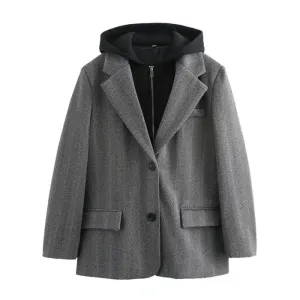Hooded Jacket Attached Blazer