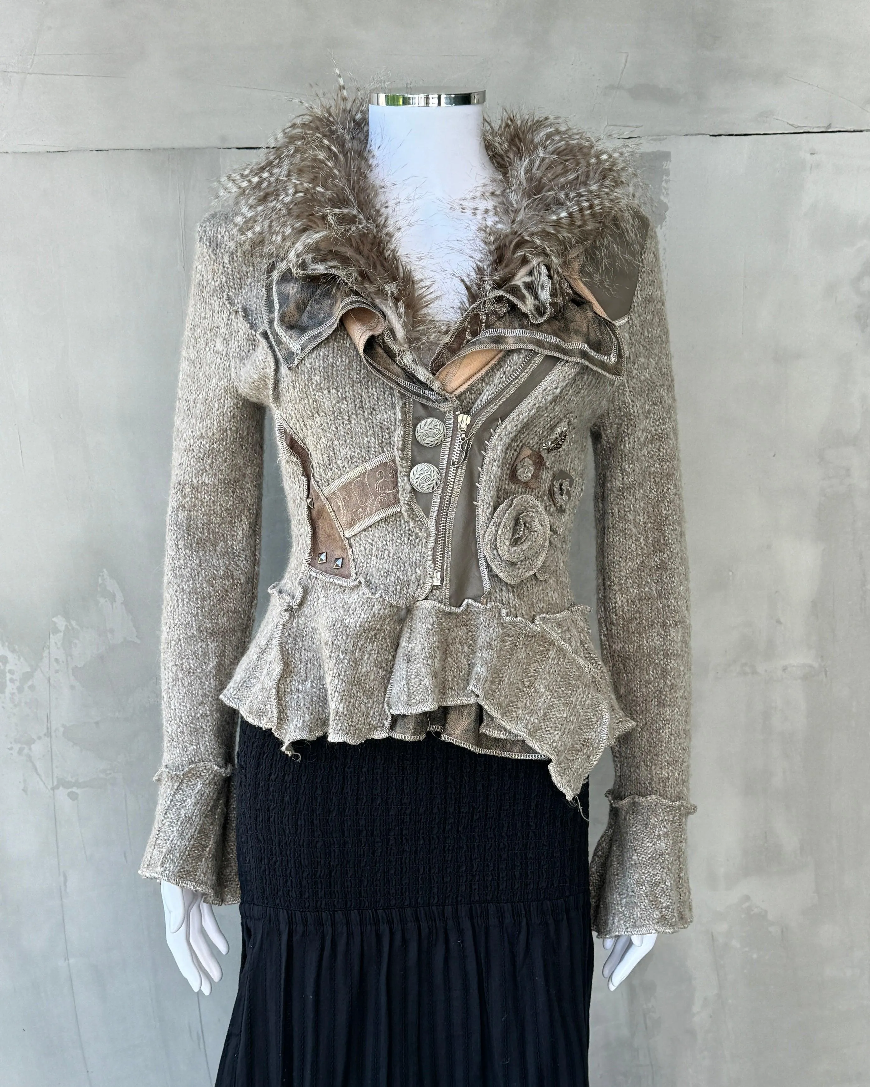 JUJU AND CHRISTINE ZIP UP FAUX FUR CARDIGAN JACKET - S/M