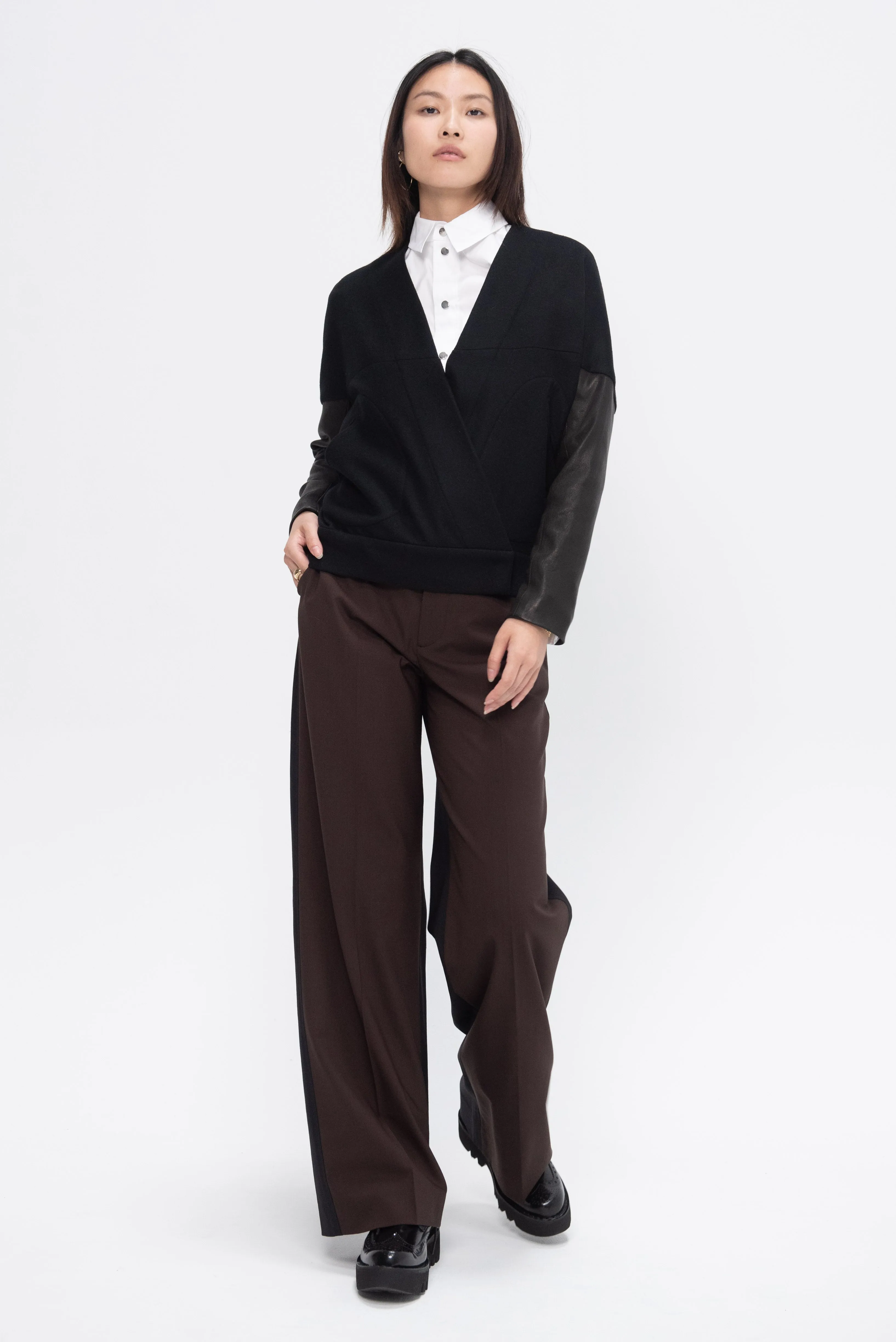 Long-Sleeved Hex Shrug, Black
