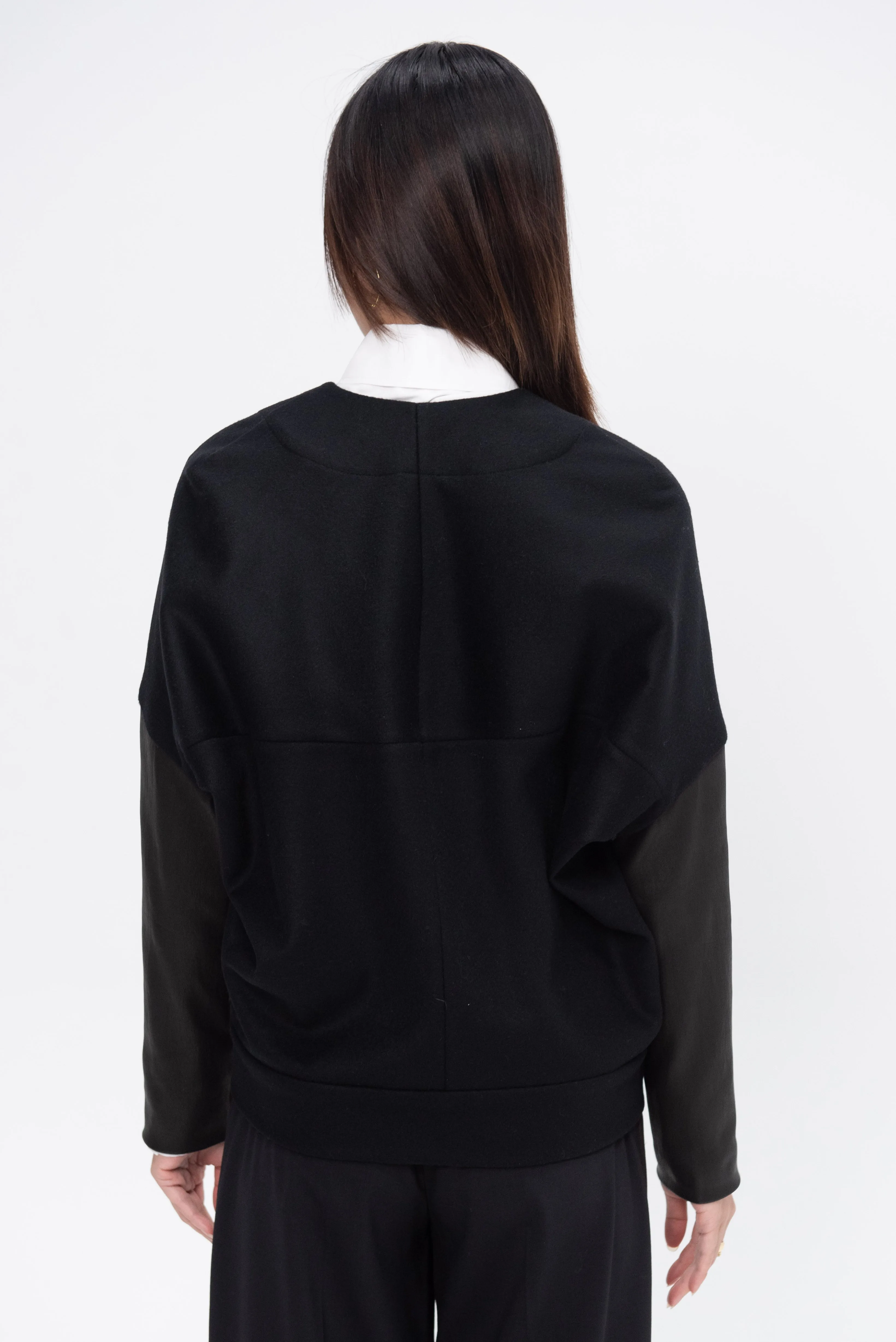 Long-Sleeved Hex Shrug, Black