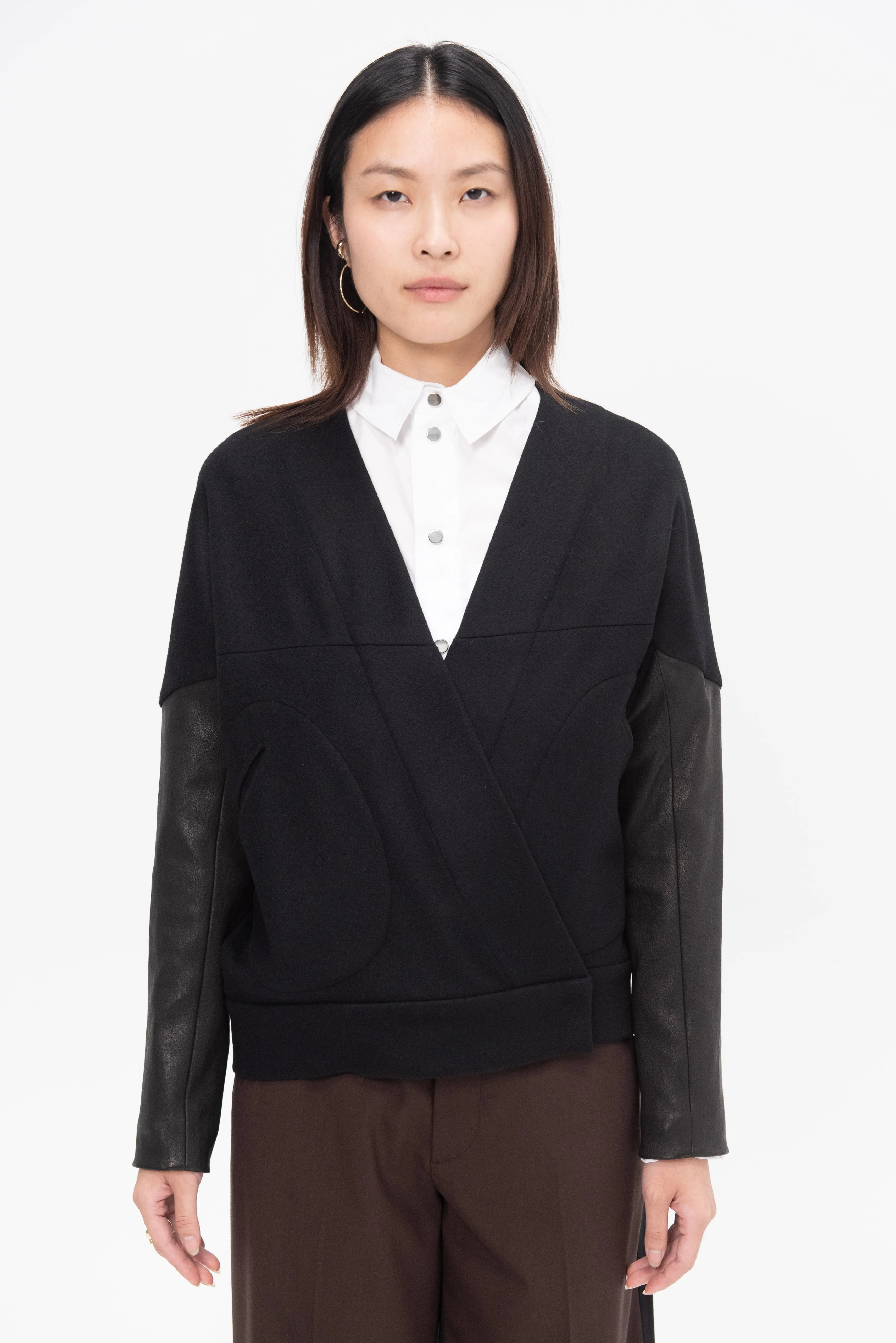 Long-Sleeved Hex Shrug, Black
