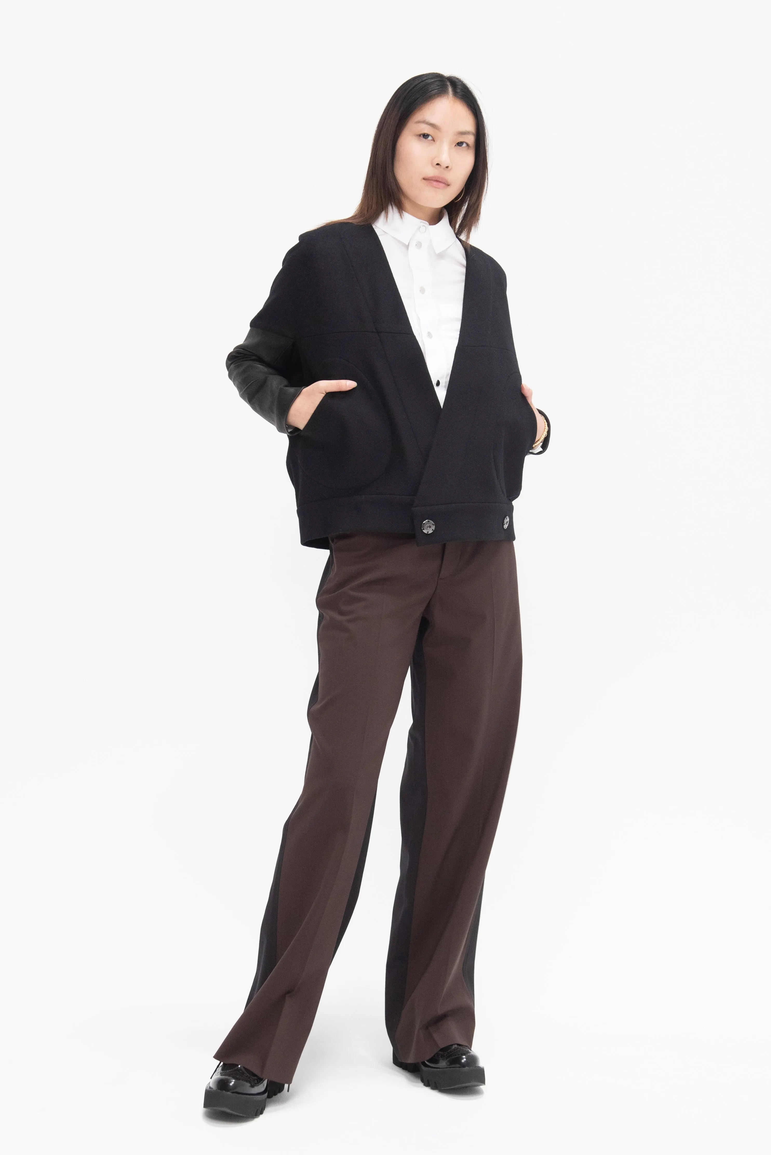 Long-Sleeved Hex Shrug, Black