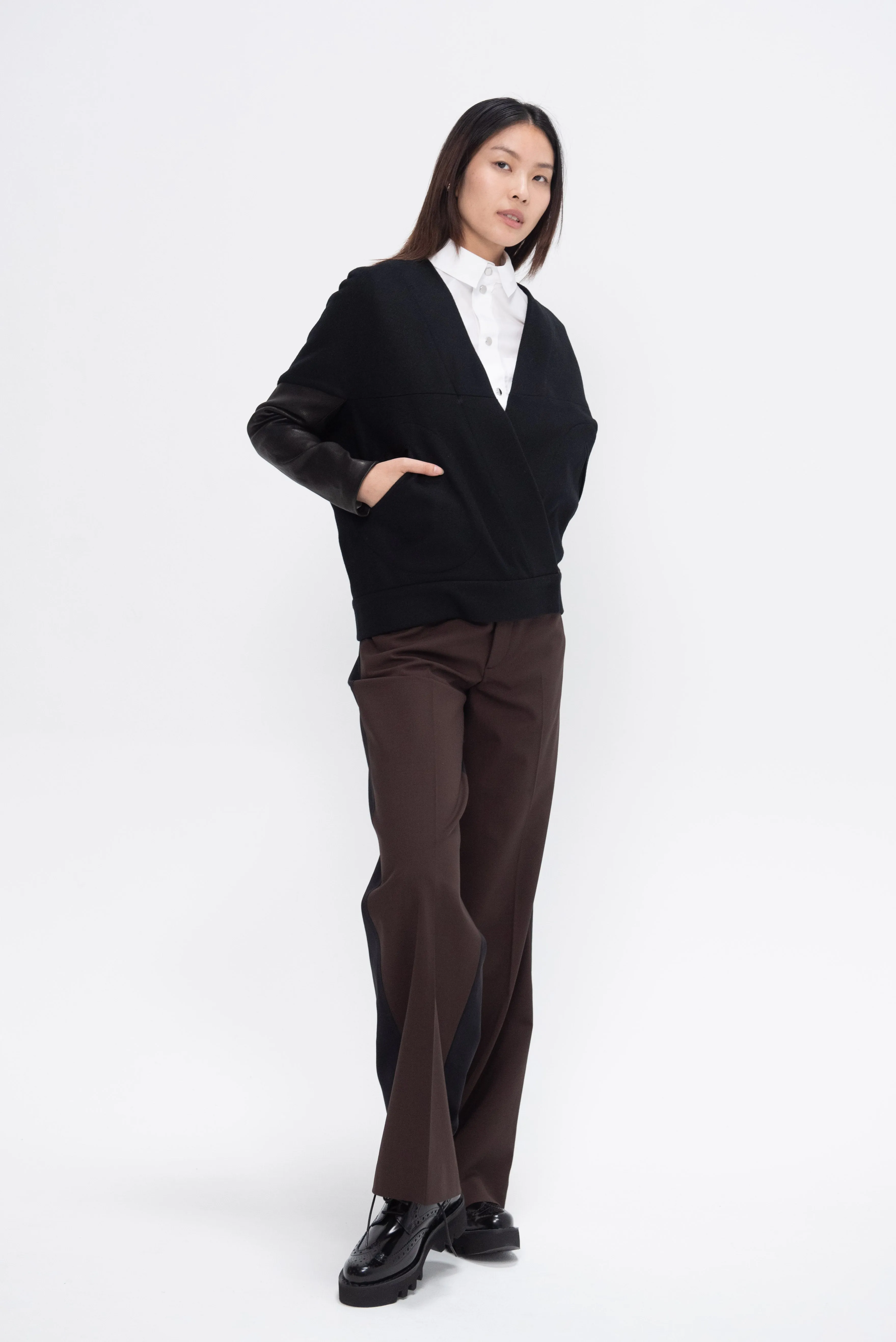 Long-Sleeved Hex Shrug, Black