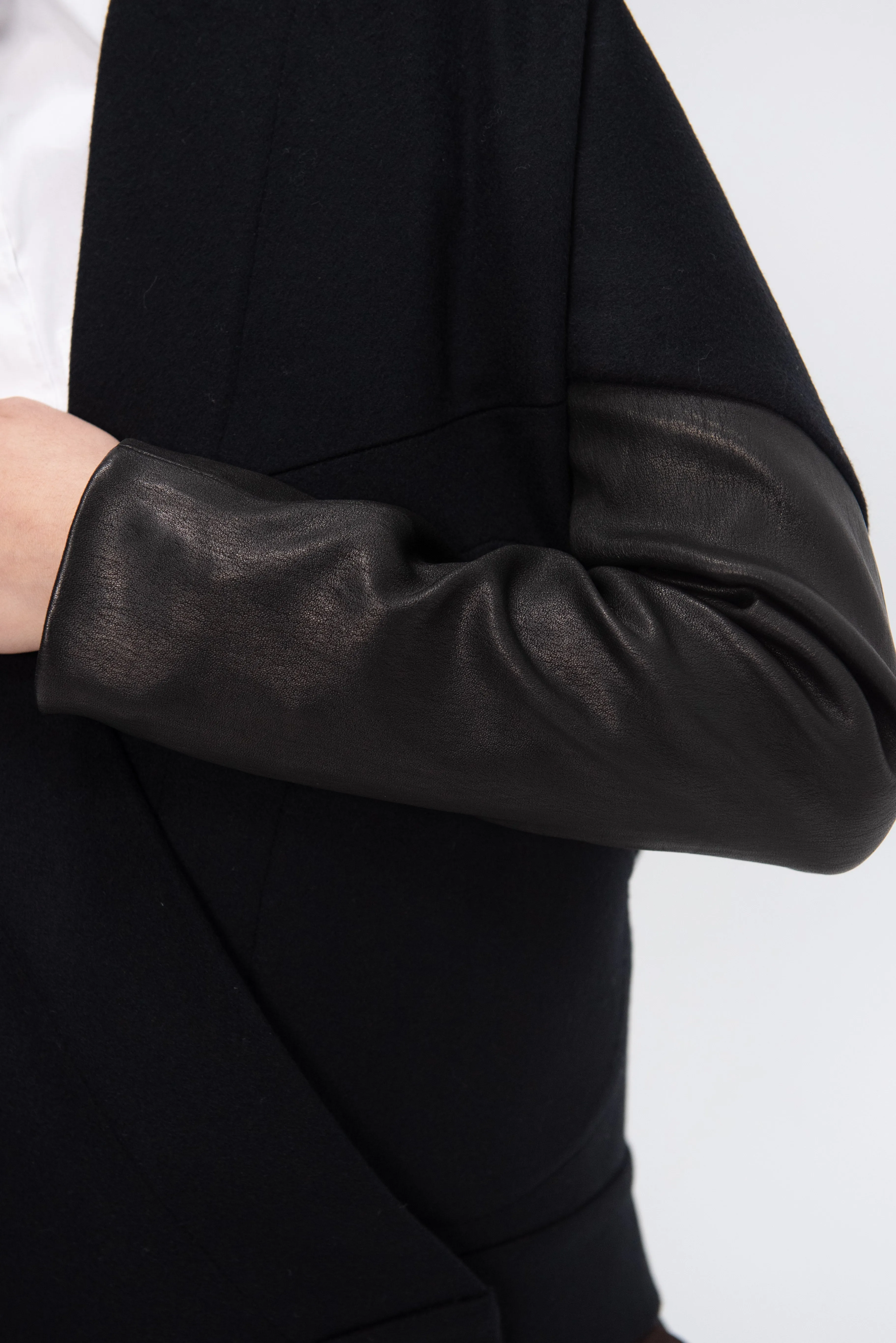 Long-Sleeved Hex Shrug, Black