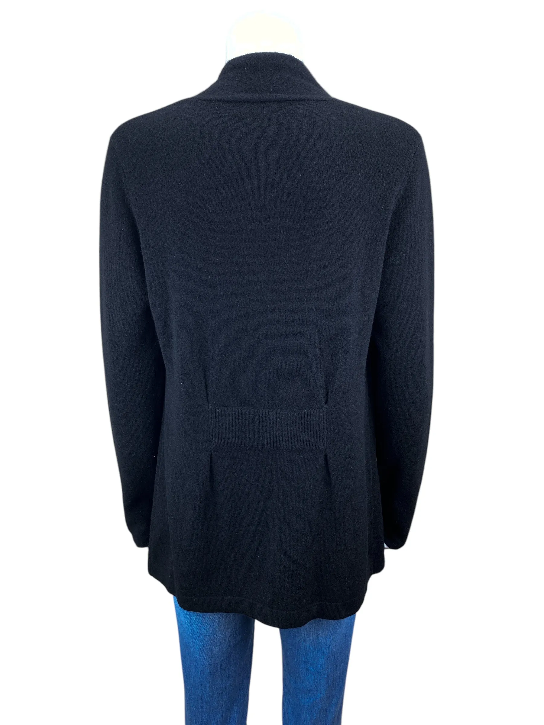 Lusso Cashmere Women's Cashmere Open Cardigan Sweater Black Size M