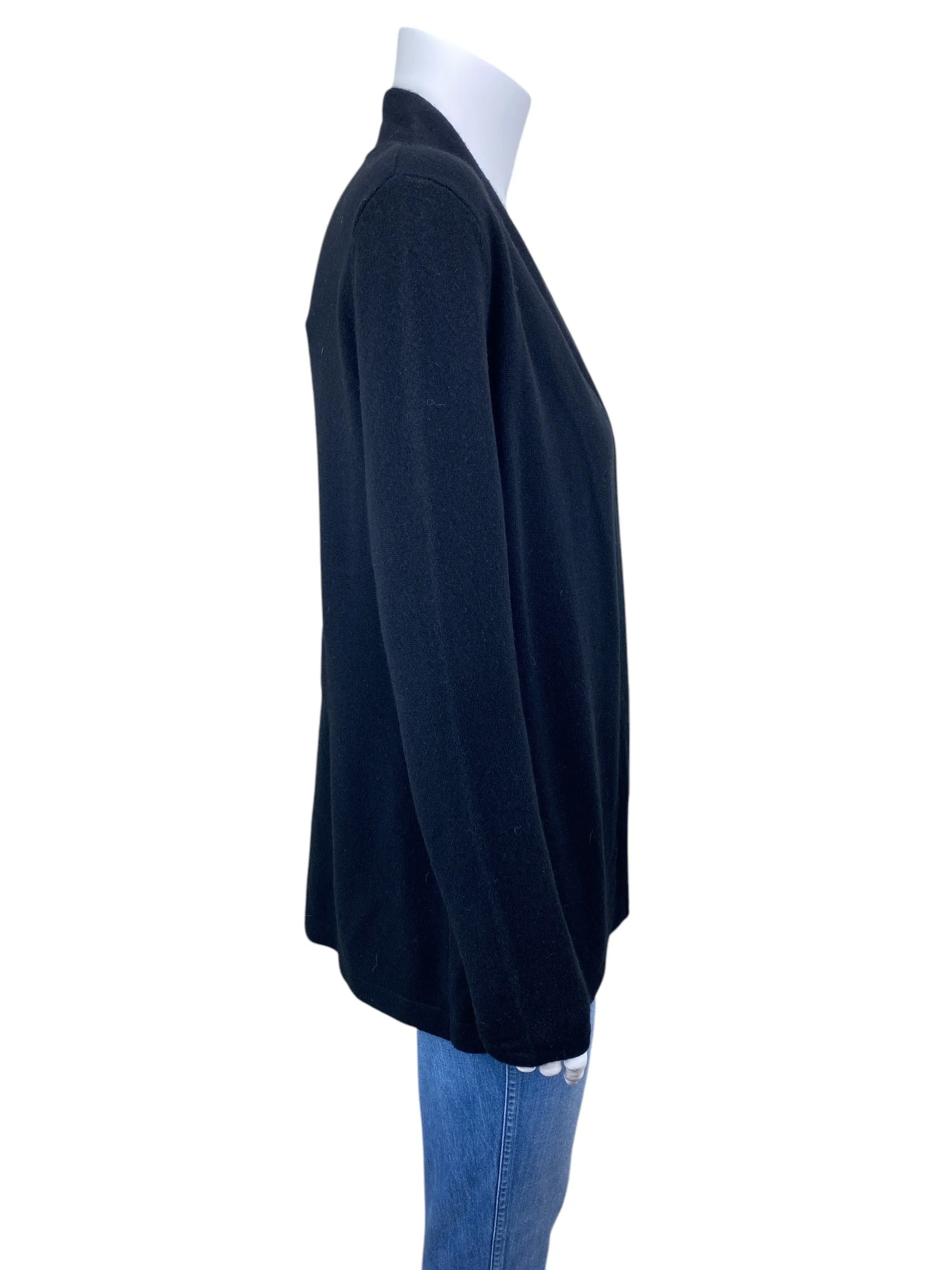 Lusso Cashmere Women's Cashmere Open Cardigan Sweater Black Size M