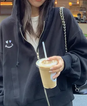 Metaversmall Thin Short Hoodies Women Korean Autumn Causal White Black Sweatshirt Hooded Long Sleeve Streetwear Embroidery Jacket M-XL