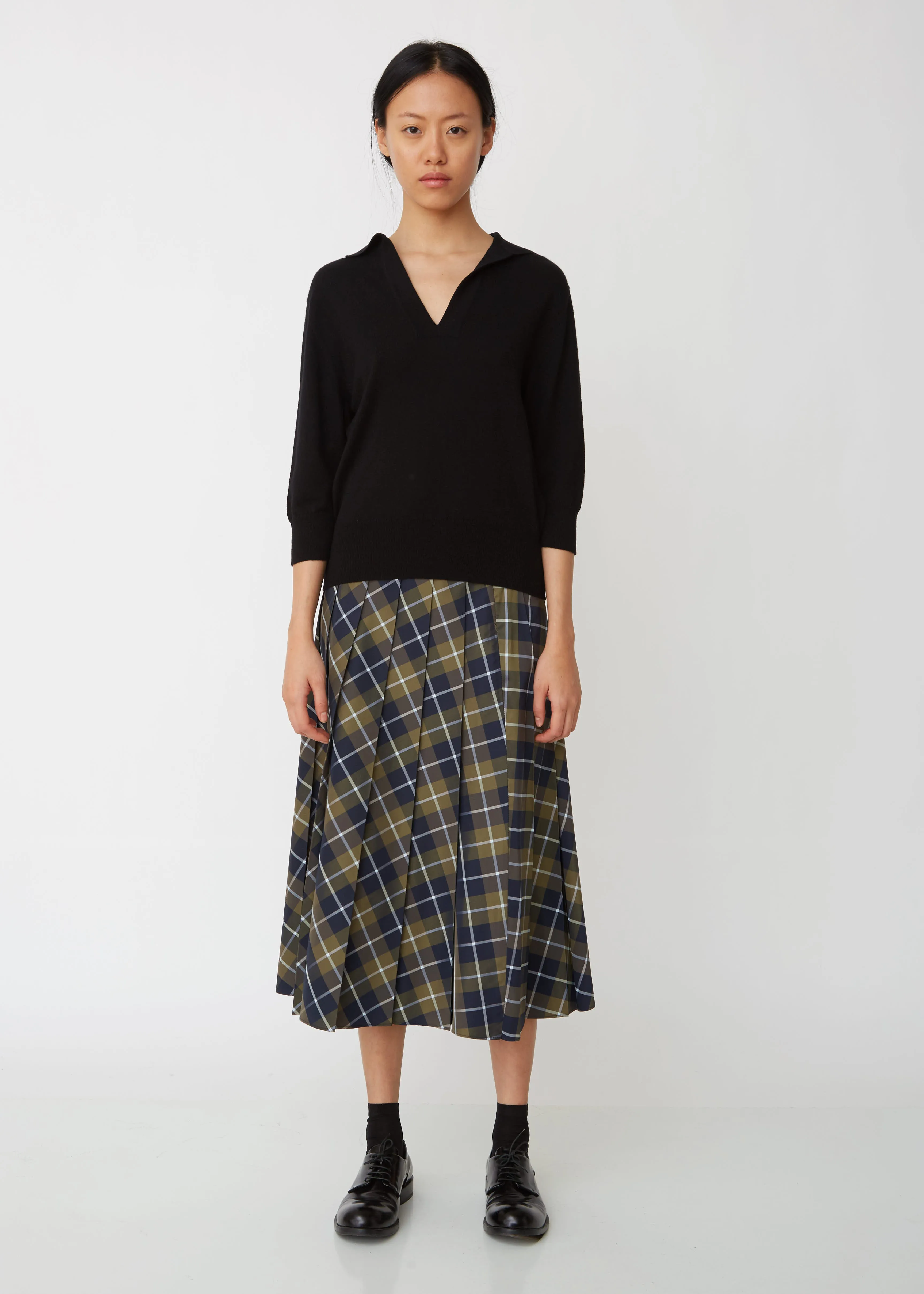 Open Collar Cashmere Cotton Jumper
