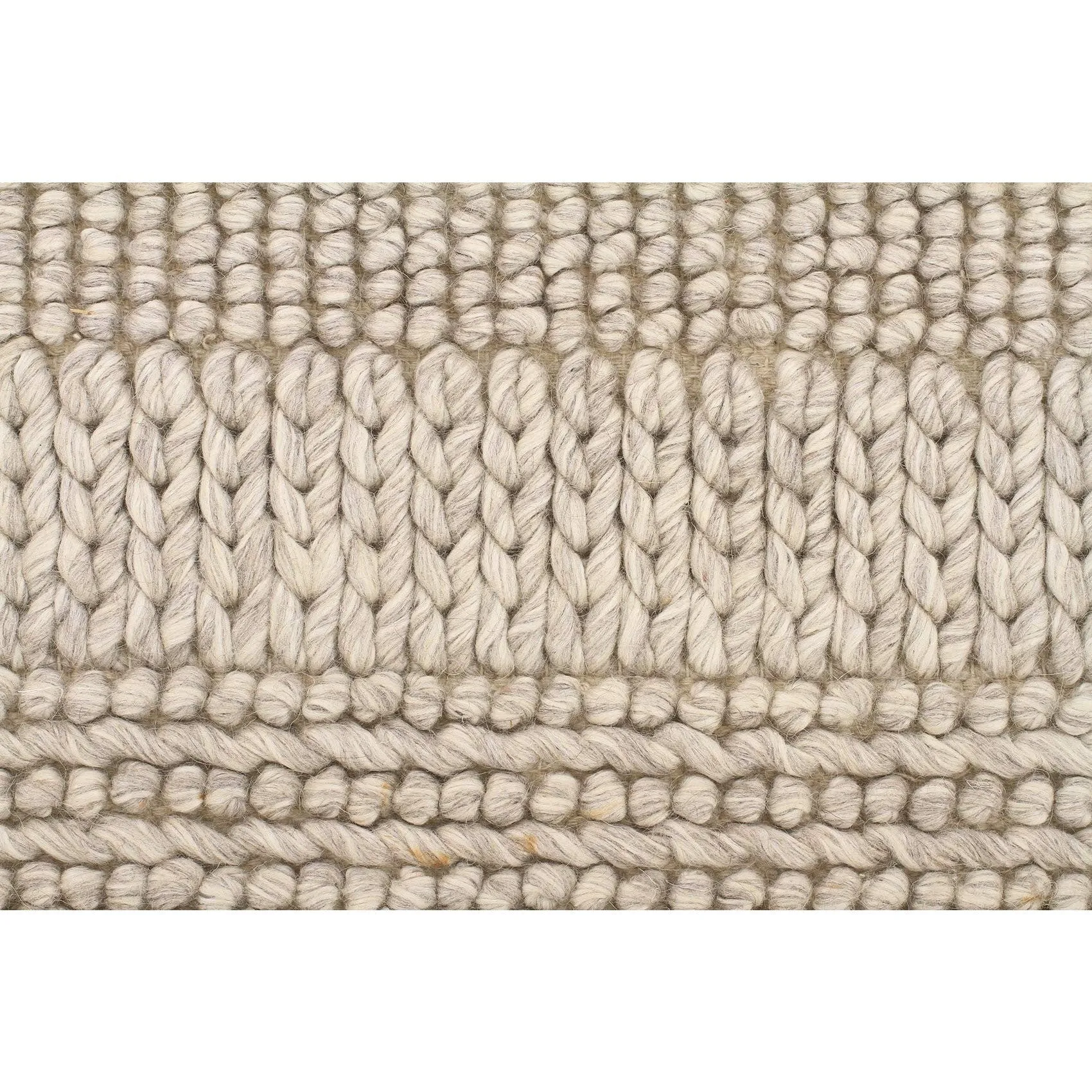 Skandi - Natural Grey Braid Weave Wool Rug