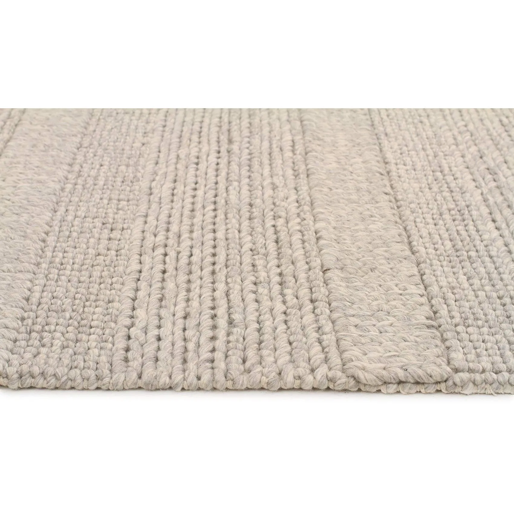 Skandi - Natural Grey Braid Weave Wool Rug