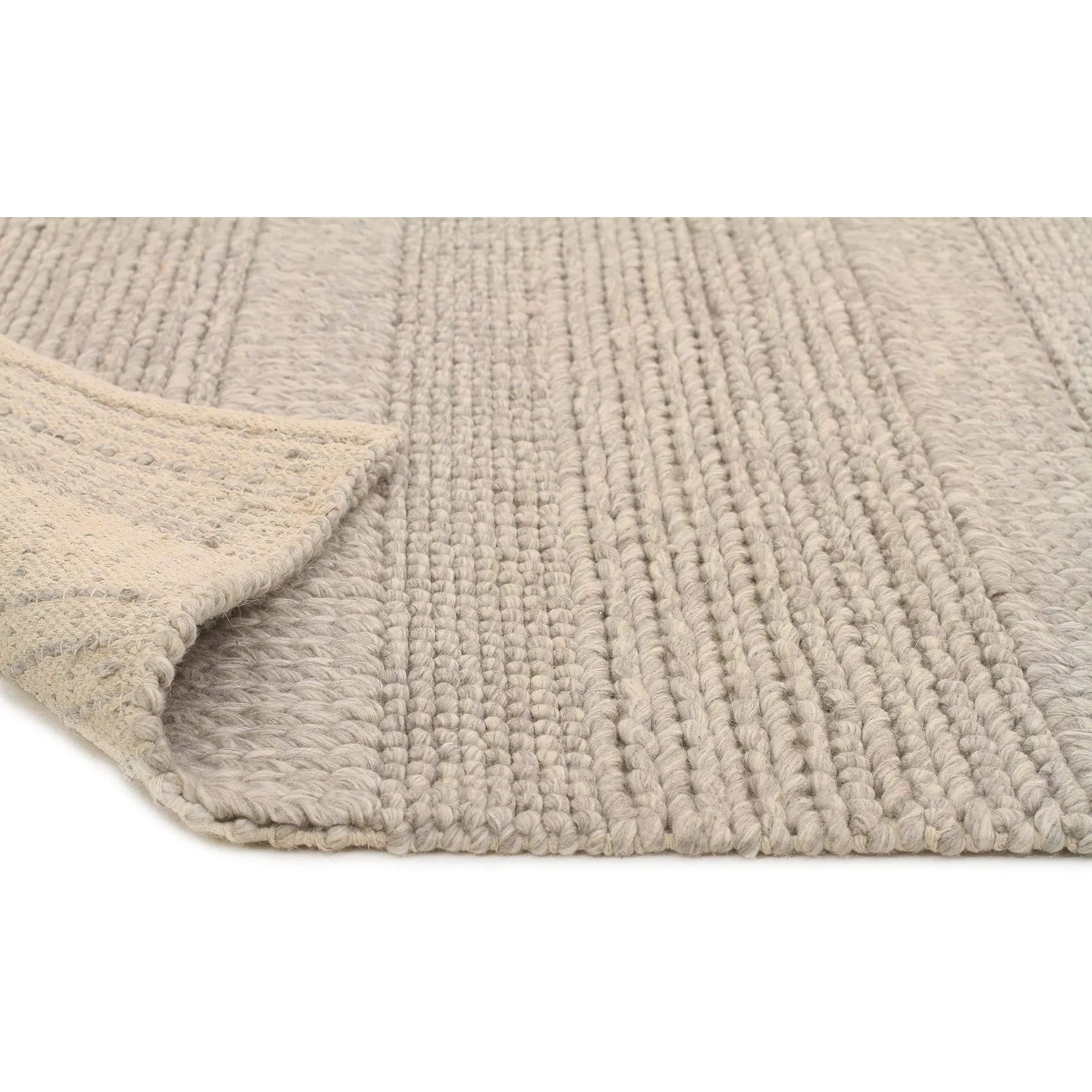 Skandi - Natural Grey Braid Weave Wool Rug