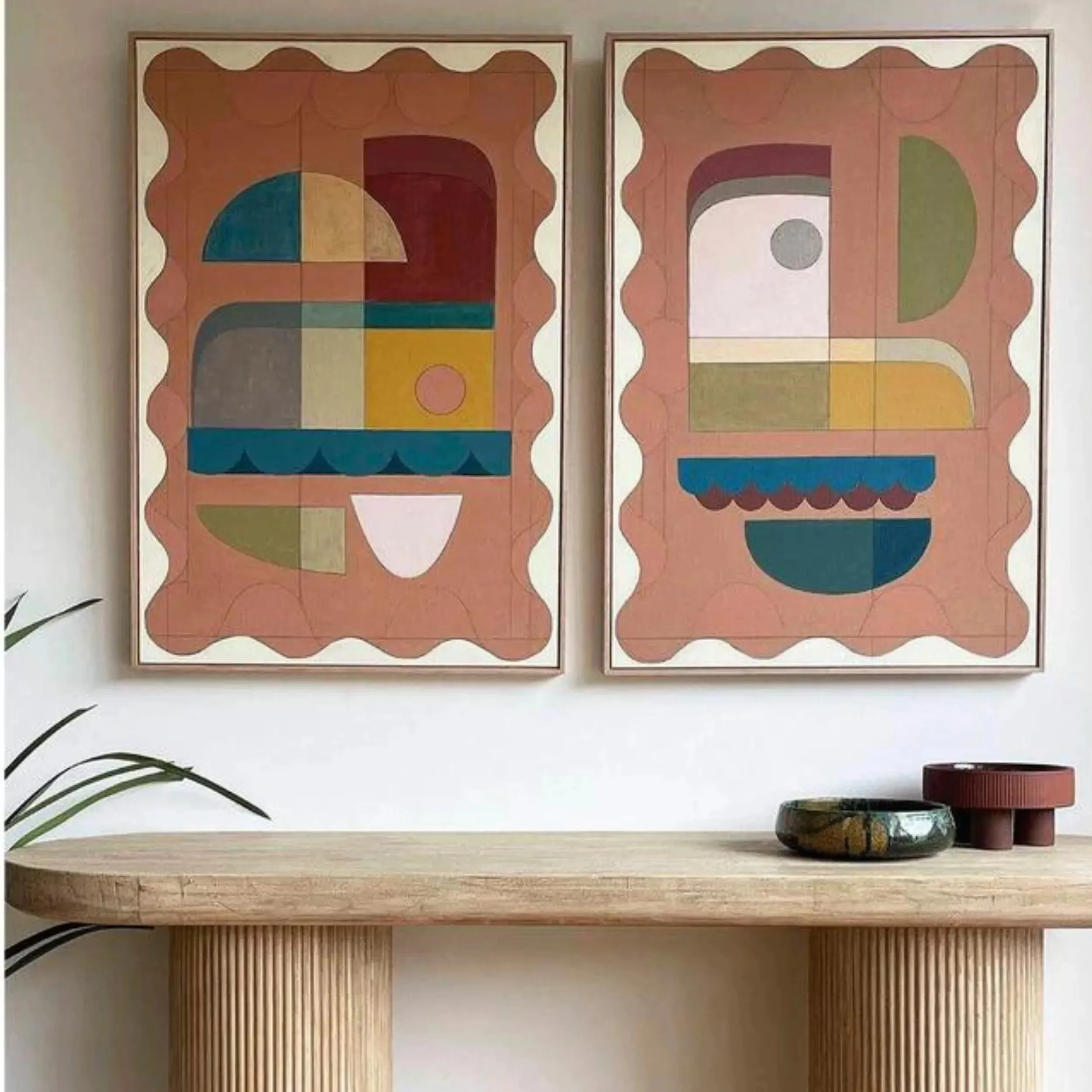 Terracotta Blush Two Canvas Print 120cm x 80cm Oak Frame