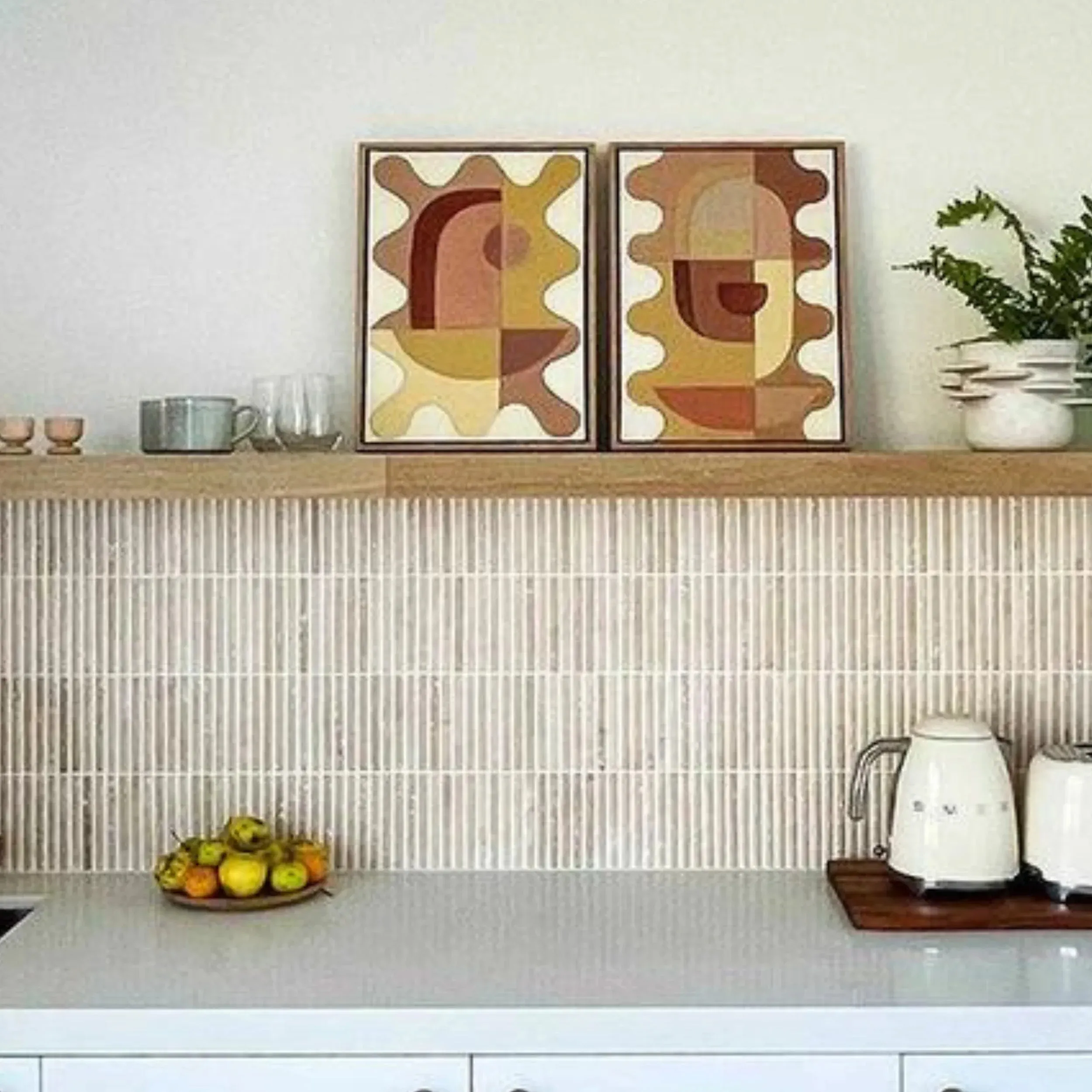 Wiggle Blush Canvas Print 92cm x 61cm Oak Frame