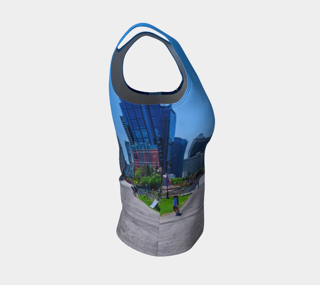 Women's All Over Fitted Regular Tank Top - Downtown Calgary Prince's Island Park HDR