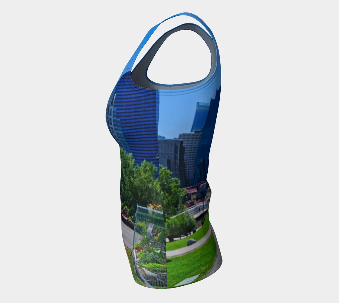 Women's All Over Fitted Regular Tank Top - Downtown Calgary Prince's Island Park HDR