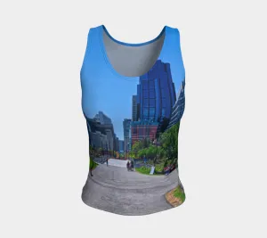 Women's All Over Fitted Regular Tank Top - Downtown Calgary Prince's Island Park HDR