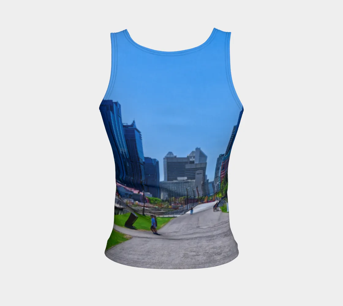 Women's All Over Fitted Regular Tank Top - Downtown Calgary Prince's Island Park HDR