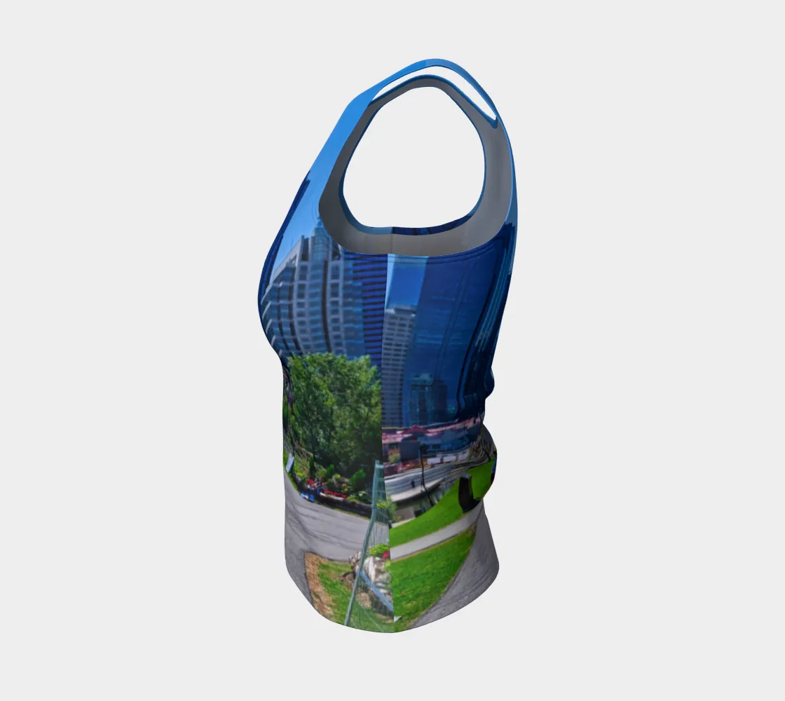 Women's All Over Fitted Regular Tank Top - Downtown Calgary Prince's Island Park HDR
