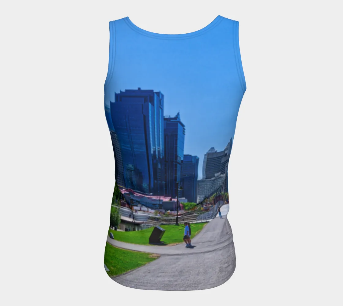 Women's All Over Fitted Regular Tank Top - Downtown Calgary Prince's Island Park HDR