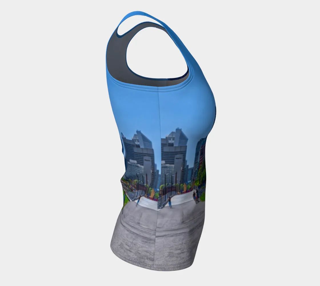Women's All Over Fitted Regular Tank Top - Downtown Calgary Prince's Island Park HDR