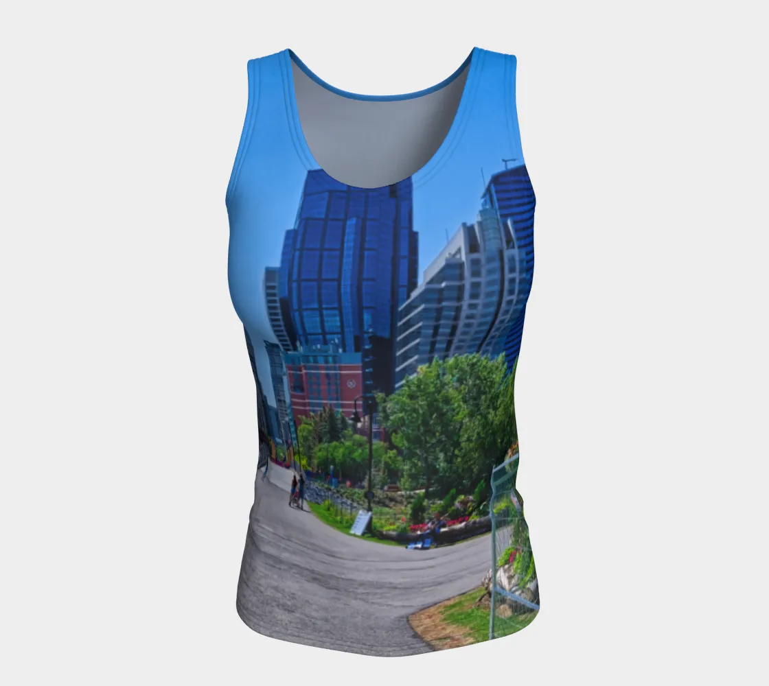 Women's All Over Fitted Regular Tank Top - Downtown Calgary Prince's Island Park HDR