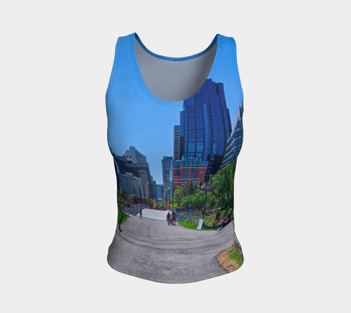 Women's All Over Fitted Regular Tank Top - Downtown Calgary Prince's Island Park HDR