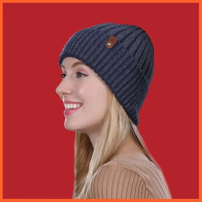 Women'S Wool Casual Autumn Winter Brand New Double Layer Thick Beanies | Girls Knitted Skullies Beanies Caps