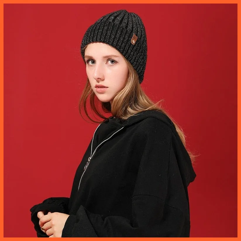 Women'S Wool Casual Autumn Winter Brand New Double Layer Thick Beanies | Girls Knitted Skullies Beanies Caps