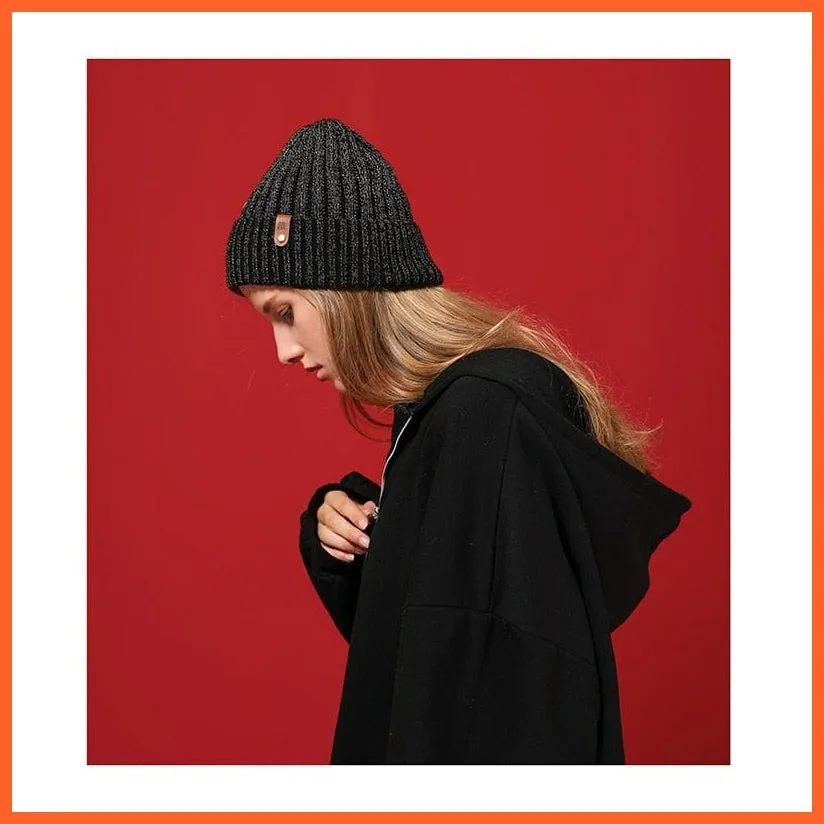 Women'S Wool Casual Autumn Winter Brand New Double Layer Thick Beanies | Girls Knitted Skullies Beanies Caps